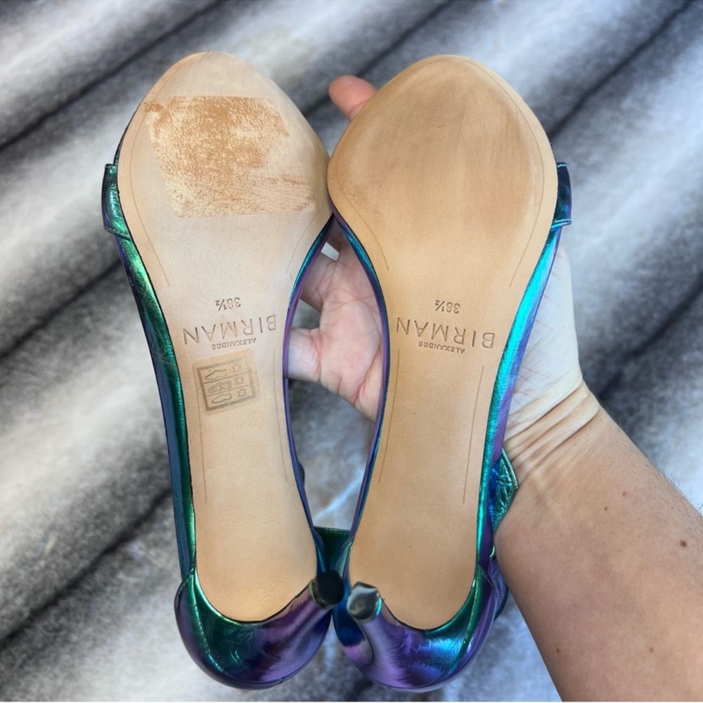 Alexandre Birman Clarita 85 mm Ocean Holographic Iridescent Sandal Heels - Picture 7 of 10
